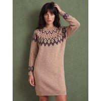 Roman Womens Fairisle Textured Knit Regular Fit Dress - Cream