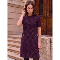 Roman Womens Petite Jacquard Button Detail Dress - Red