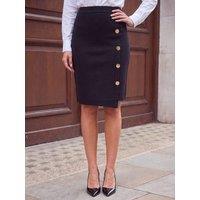 Roman Womens Button Wrap Skirt - Black