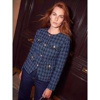 Roman Womens Button Through Metallic Boucle Jacket - Blue