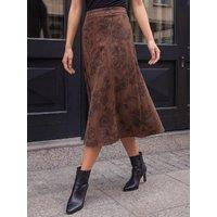 Roman Womens Panel Midi Suede Skirt - Brown