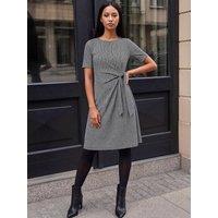 Roman Womens Petite Herringbone Tie Waist Midi Dress - Grey