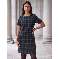 Roman Womens Tartan Check Stretch Shift Dress - Green