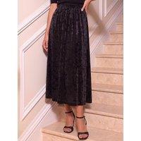 Roman Womens Crushed Velvet Midi Skirt - Black