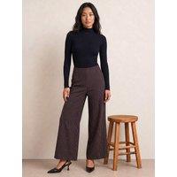 Roman Womens Petite Pinstripe Wide Leg Stretch Trousers - Brown