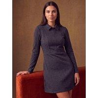 Roman Womens Zip Collar Stretch Long Sleeve Dress - Grey