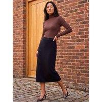 Roman Womens Petite A-Line Knitted Skirt - Black