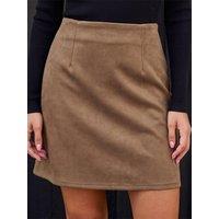 Roman Womens Suedette Stretch Mini Skirt - Beige