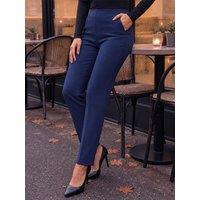 Roman Womens Petite Stretch Elasticated Waist Trousers - Blue