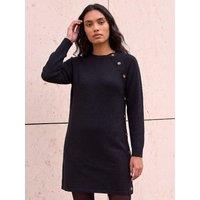 Roman Womens Button Detail Elasticated Waist Knit Dress - Black