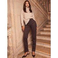 Roman Womens Suede-Look Stretch Skinny Trousers - Brown