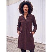 Roman Womens Relaxed Swing Corduroy Tunic Shirt Dress - Brown