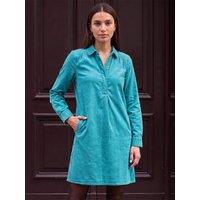 Roman Womens Pintuck Notch Neck Tunic Shirt Dress - Blue