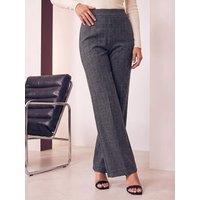 Roman Womens Pull-On Wide Leg Check Trousers - Grey