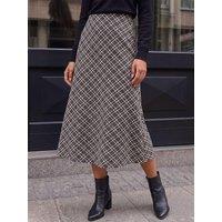 Roman Womens Petite Jacquard Midi Skirt - Cream