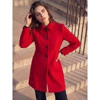 Roman Womens Petite Single Breasted Pocket Coat - Red