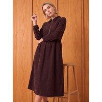 Roman Womens Zip Front Collared Cord Midi Dress - Brown
