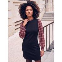 Roman Womens Check Mix Bodycon Mini Dress - Red