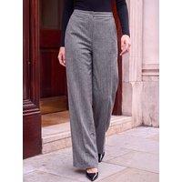 Roman Womens Petite Wide Leg Flat Front Trousers - Grey