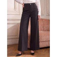 Roman Womens Seam Front Wide Leg Trousers - Black