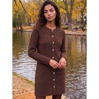 Roman Womens Fluffy Knitted Dress - Brown