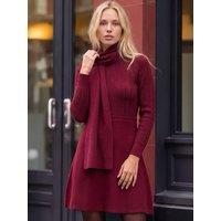 Roman Womens Knitted Scarf Fit And Flare Dress - Red