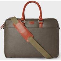 Osprey London The Grantham Waxed Canvas & Leather Laptop Bag - Khaki & Chestnut