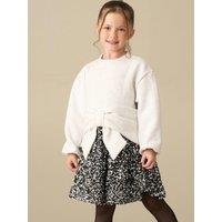 Angel & Rocket Girls Ella Sequin Skirt Bow Detail Sweatshirt Dress - Grey