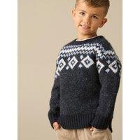 Angel & Rocket Boys John Fairisle Soft-Touch Crew Neck Jumper - Blue