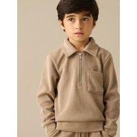 Angel & Rocket Boys Adam Textured Zip Neck Jumper - Taupe
