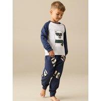 Angel & Rocket Boys Atlas Bear Graphic Stretch Pyjamas - Navy