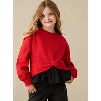 Angel & Rocket Girls Ettie Bow Mock Shirt Sweatshirt - Red