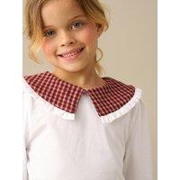 Angel & Rocket Girls Zoe Woven Collar Frill Trim Long Sleeve Top - White