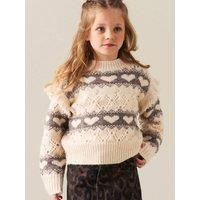 Angel & Rocket Girls Luna Chunky Knit Heart Jumper - Cream