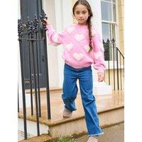 Angel & Rocket Girls Freya Heart Pattern Soft Touch Jumper - Pink