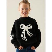 Angel & Rocket Girls Aurora Bow Stretch Knit Jumper - Black