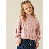 Angel & Rocket Girls Grace Bubble Knit Jumper - Pink