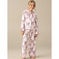Angel & Rocket Girls Cecile Bow Print Frill Collar Pyjamas - Pink