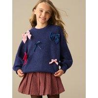 Angel & Rocket Girls Freya Bow Detail Knitted Jumper - Blue