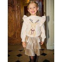 Angel & Rocket Girls Lyla Novelty Reindeer Knitted Jumper - Cream