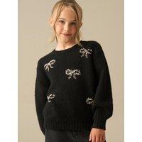 Angel & Rocket Girls Mya Embellished Bow Jumper - Black