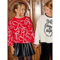 Angel & Rocket Girls Livia Bow Knit Jumper - Red