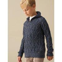 Angel & Rocket Boys Colin Zip Neck Cable Knit Jumper - Navy