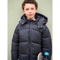Angel & Rocket Boys Troy Quilted Hooded Zip Through Jacket - Black