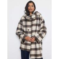 Mint Velvet Womens Check Wool Blend Hand Finished Scarf Coat