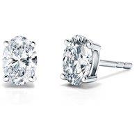 Created Brilliance Gina , 9Ct White Gold 1.00Ct Tw Lab Grown Diamond Oval Stud Earrings