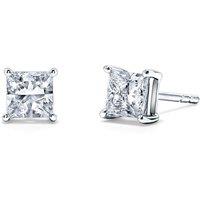 Created Brilliance Reed , 9Ct White Gold 1.00Ct Tw Lab Grown Diamond Princess Cut Stud Earrings