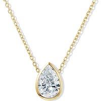 Created Brilliance Riya Necklace , 9Ct Yellow Gold 1.00Ct Pear Lab Grown Diamond Solitaire Necklace
