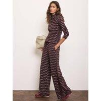 Mint Velvet Womens Jacquard Wide Leg Drawstring Trousers - Burgundy