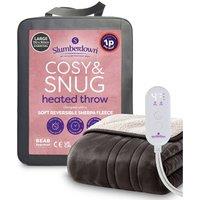 Slumberdown Slumberdown Cosy & Snug Sherpa Fleece Heated Throw, Warm Charcoal/Natural